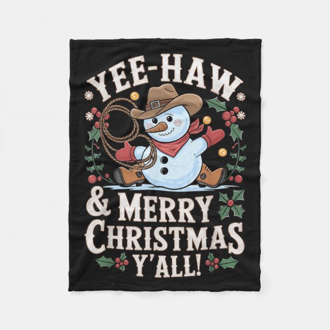 Funny Yee Haw Frohe Weihnachten Y'all Xmas Niedlic Fleecedecke (Vorderseite)