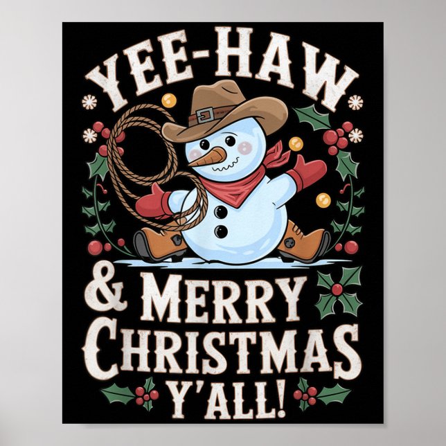 Funny Yee Haw Frohe Weihnachten Y'all Xmas Niedlic Poster (Vorne)