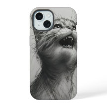 Funny Yelling Cat Meme Black and White iPhone Case