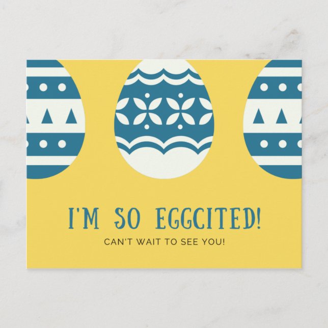 Funny Yellow and Blue Decorated Egg Postkarte (Vorderseite)
