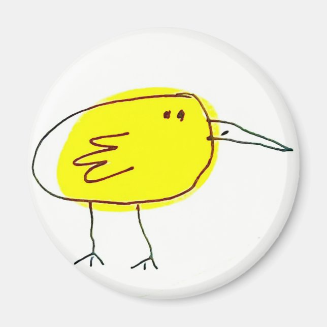 Funny Yellow Bird Doodle  Magnet (Vorne)