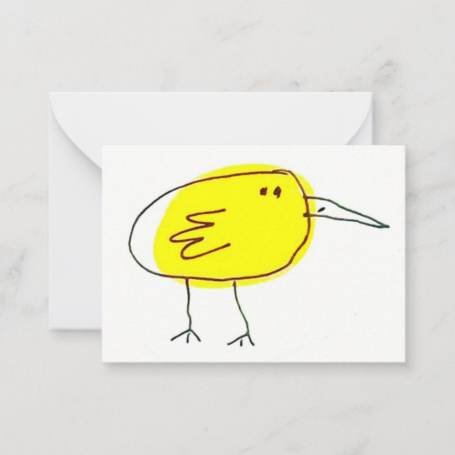 Funny Yellow Bird Doodle  Mitteilungskarte (Vorderseite)