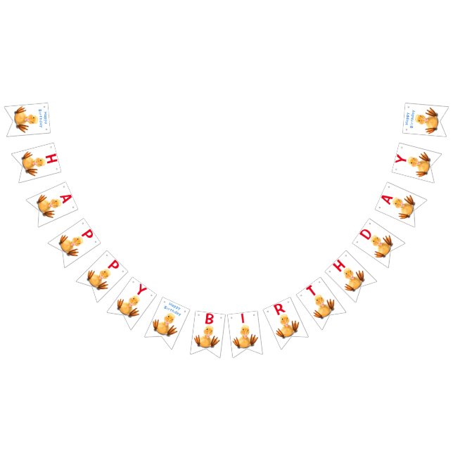 Funny Yellow Duck Playful Wink - Happy Birthday Wimpelkette (Alle)