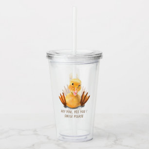 Funny Yellow Duck Playful Wink Happy Lächeln Cart Acryltrinkbecher
