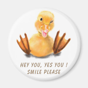 Funny Yellow Duck Playful Wink Happy Lächeln Cart Magnet