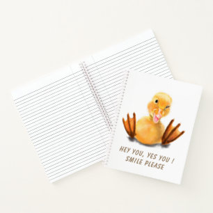 Funny Yellow Duck Playful Wink Happy Lächeln Cart Notizbuch
