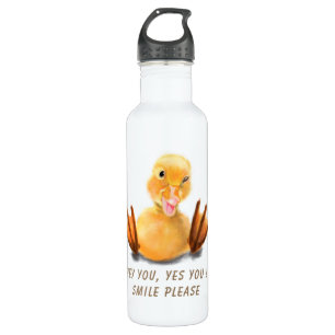 Funny Yellow Duck Playful Wink Happy Lächeln Carto Edelstahlflasche