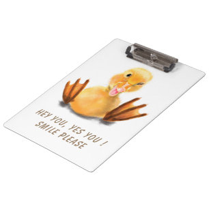 Funny Yellow Duck Playful Wink Happy Lächeln Carto Klemmbrett