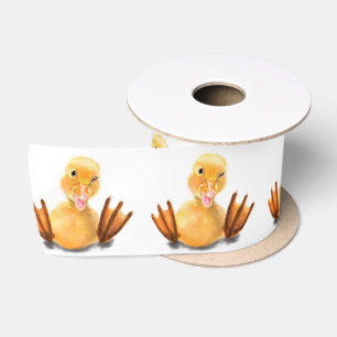 Funny Yellow Duck Playful Wink Happy Lächeln Carto Satinband