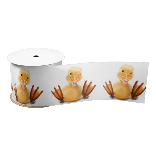 Funny Yellow Duck Playful Wink Happy Lächeln Carto Satinband (Spule)