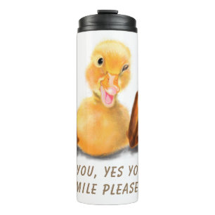 Funny Yellow Duck Playful Wink Happy Lächeln Carto Thermosbecher
