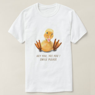 Funny Yellow Duck Playful Wink Happy Lächeln T-Shirt