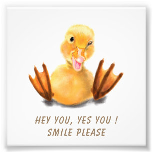 Funny Yellow Duck Playful Wink Smile - Benutzerdef Fotodruck