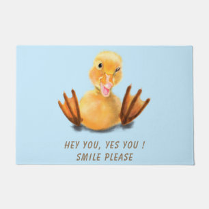 Funny Yellow Duck Playful Wink Smile - Benutzerdef Fußmatte