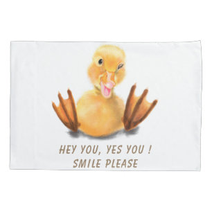 Funny Yellow Duck Playful Wink Smile - Benutzerdef Kissenbezug