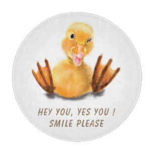 Funny Yellow Duck Playful Wink Smile - Benutzerdef Schneidebrett