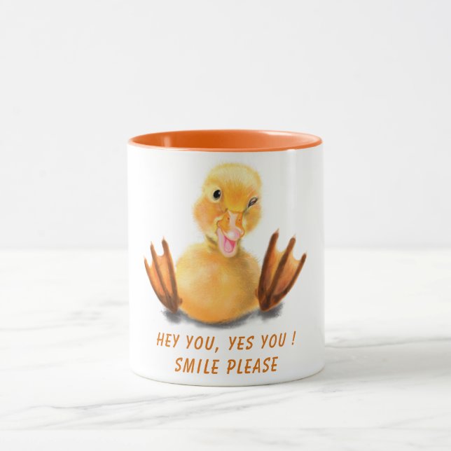 Funny Yellow Duck Playful Wink Smile - Benutzerdef Tasse (Zentrum)