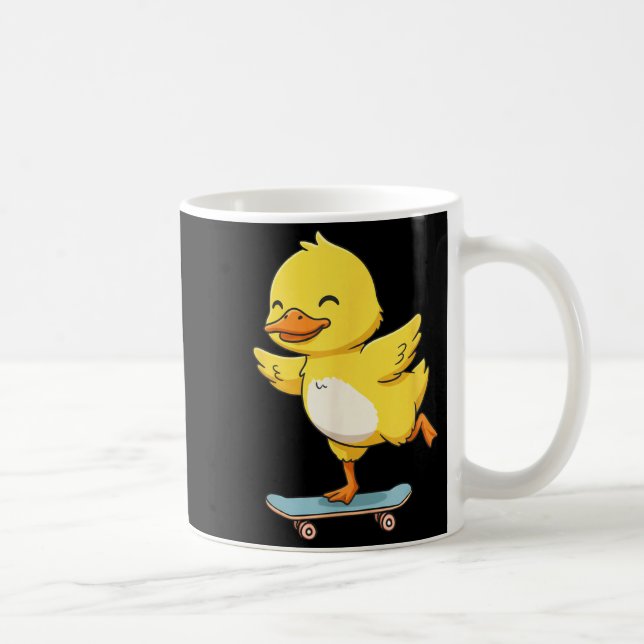 Funny Yellow Duck Skater Skateboard Ballerina Zoo  Kaffeetasse (Rechts)