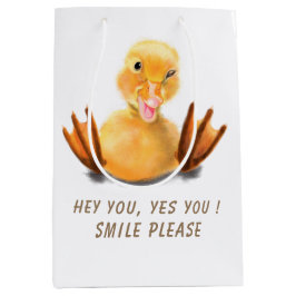 Funny Yellow Duckful Wink Gift Beutel Lächeln Mittlere Geschenktüte