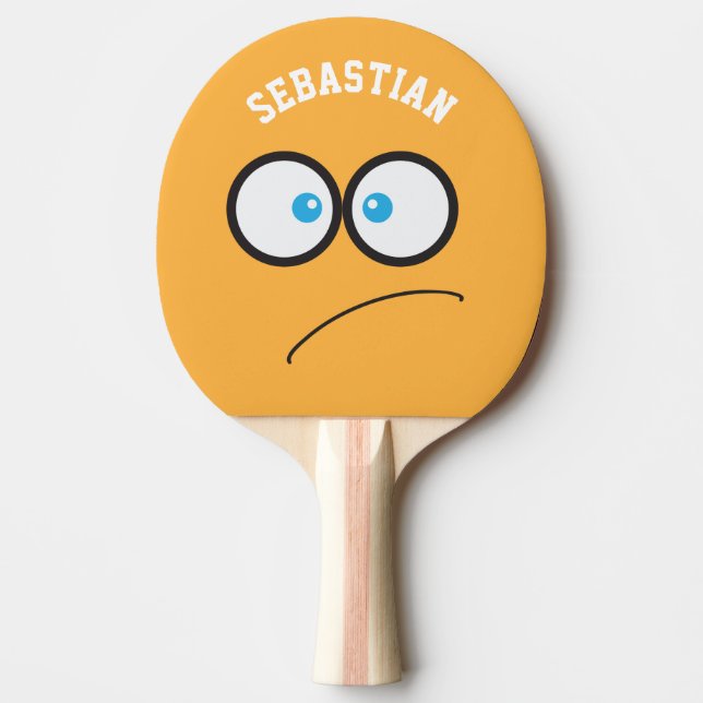 Funny Yellow Face Novelty Personalisierter Name Tischtennis Schläger (Vorderseite)