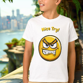 Funny Yellow Frustrated Emoji Kids T - Shirt