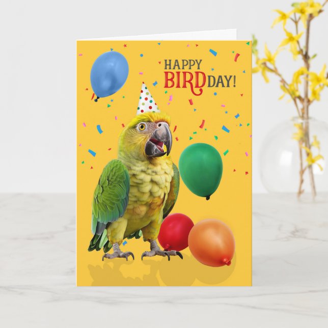Funny Yellow Head Amazon Parrot Birthday Humor Karte (Gelbe Blume)