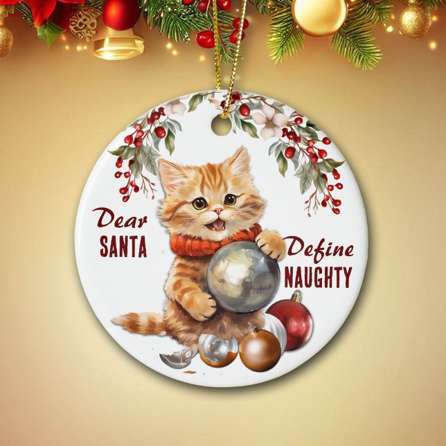 Funny Yellow Kitten definiert schöne Weihnachten Keramik Ornament (Von Creator hochgeladen)