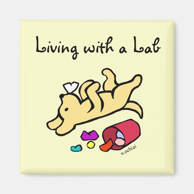 Funny Yellow Labrador Cartoon Magnet (Vorne)