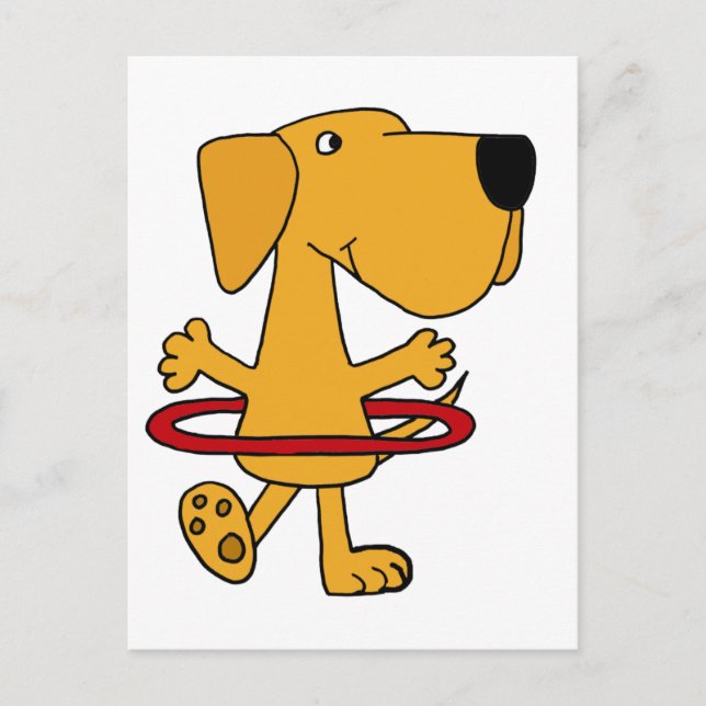 Funny Yellow Labrador Retriever Playing Hula Hoop Postkarte (Vorderseite)