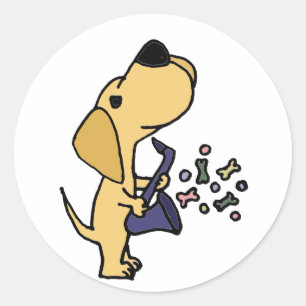 Funny Yellow Labrador Retriever Playing Saxophone Runder Aufkleber