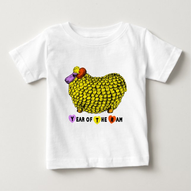 Funny Yellow Ram Chinese New Year Zodiac B White T Baby T-shirt (Vorderseite)