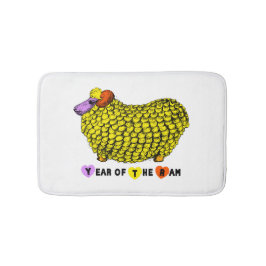 Funny Yellow Ram Chinese Year Zodiac Bath Mat Badematte
