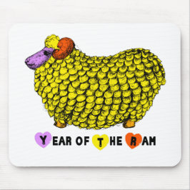 Funny Yellow Ram Chinese Year Zodiac Birthday Mous Mousepad