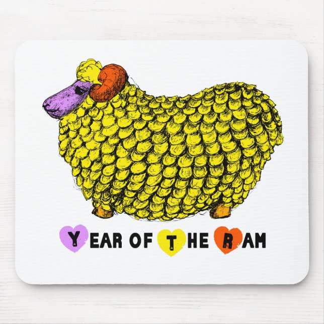 Funny Yellow Ram Chinese Year Zodiac Birthday Mous Mousepad (Vorne)