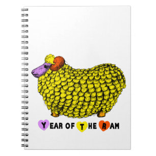 Funny Yellow Ram Chinese Year Zodiac Birthday NotB Notizblock