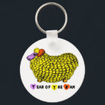 Funny Yellow Ram Chinese Year Zodiac Birthday RK Schlüsselanhänger<br><div class="desc">Original runder Schlüsselanhänger mit einer lustigen Darstellung von Ram in gelb. Matching Halskette, Charme Armband und mehr... Ideal für Chinesisches Neujahr der Ram, Schafe oder Ziege oder Geburtstag (Leute geboren im Ram Year). Diese Abbildung ist aus einem Bild der traditionellen chinesischen Tonskulptur gemacht. Die zeichnend Tinte wurde durch Fotoshop verändert...</div>
