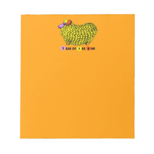 Funny Yellow Ram Chinese Year Zodiac Notepad Notizblock