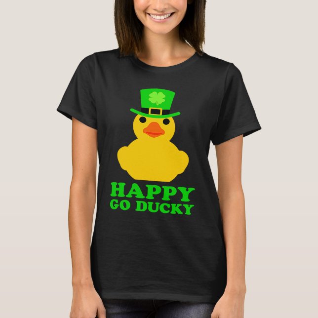 Funny Yellow Rubber Duck Leprechaun Hat St Patrick T-Shirt (Vorderseite)