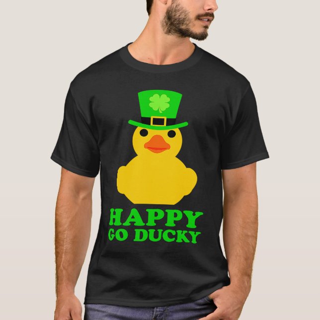 Funny Yellow Rubber Duck Leprechaun Hat St Patrick T-Shirt (Vorderseite)