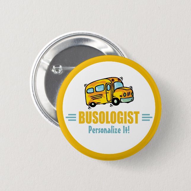 Funny Yellow School Busfahrer humorvoll Button (Vorne & Hinten)