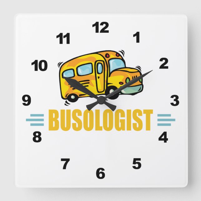 Funny Yellow School Busfahrer humorvoll Quadratische Wanduhr (Vorderseite)