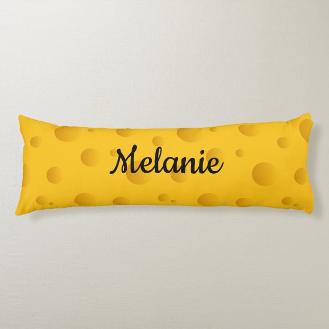Funny yellow Swiss cheese pattern custom name Seitenschläferkissen (Vorderseite)
