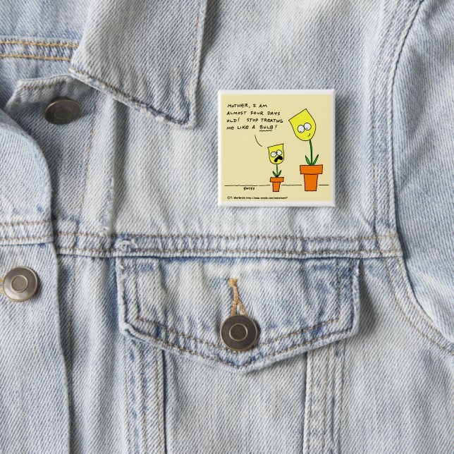 Funny Yellow Tulips Parenting Cartoon Spaß Button (Beispiel)