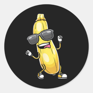 Funny Yellow Zucchini Tanz für Gemüseliebhaber Runder Aufkleber