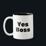 Funny Yes Boss Work Nah Zweifarbige Tasse<br><div class="desc">Dieses lustige Design enthält die Worte "Ja Boss" auf der einen Seite der Tasse und "Work Nah.." auf der anderen. Sie können den Namen und die Wörter zu dem ändern, was Sie möchten, indem Sie auf "Diese Vorlage personalisieren" klicken. Wenn Sie Hilfe bei der Anpassung benötigen, schreiben Sie mir bitte...</div>