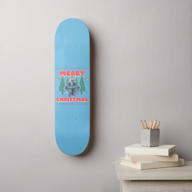 Funny Yeti - Frohe Weihnachten Skateboard (Wandkunst)