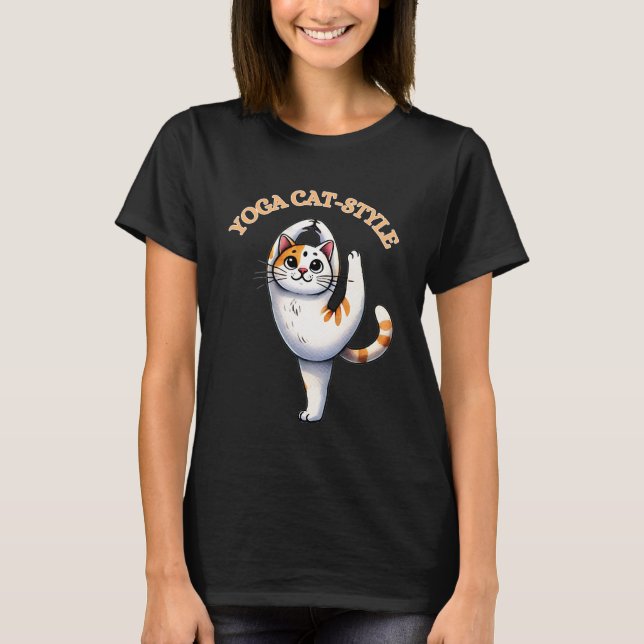 Funny Yoga Cat Style T-Shirt (Vorderseite)