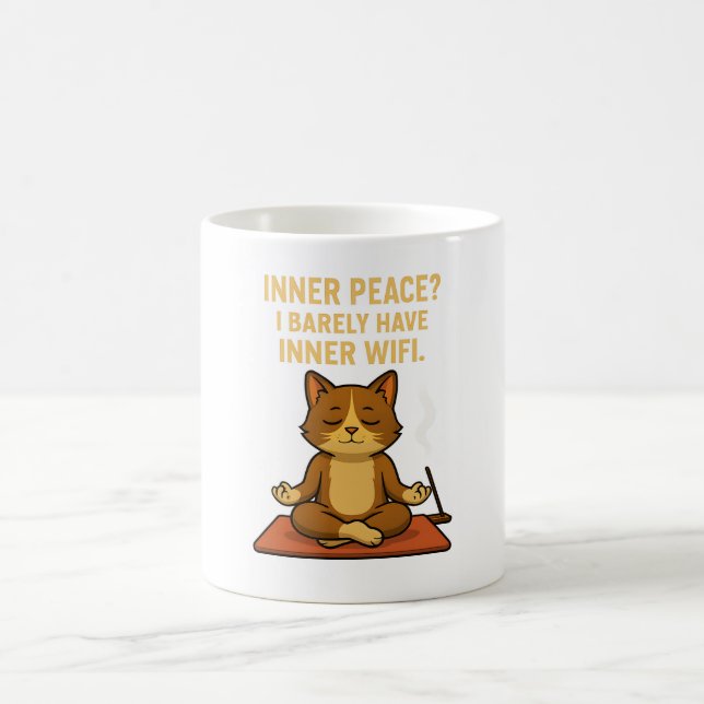 Funny Yoga Cat Tasse für WiFi Liebhaber (Mittel)
