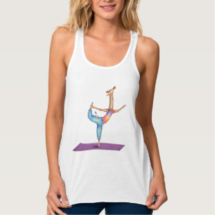 Funny Yoga giraffe, glatter Panzertop Tank Top