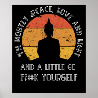 Funny Yoga Meditation Ich bin meistens Peace Sarca Poster
